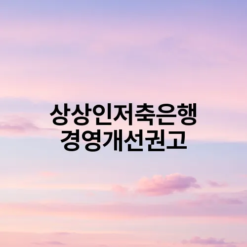상상인저축은행 경영개선권고
