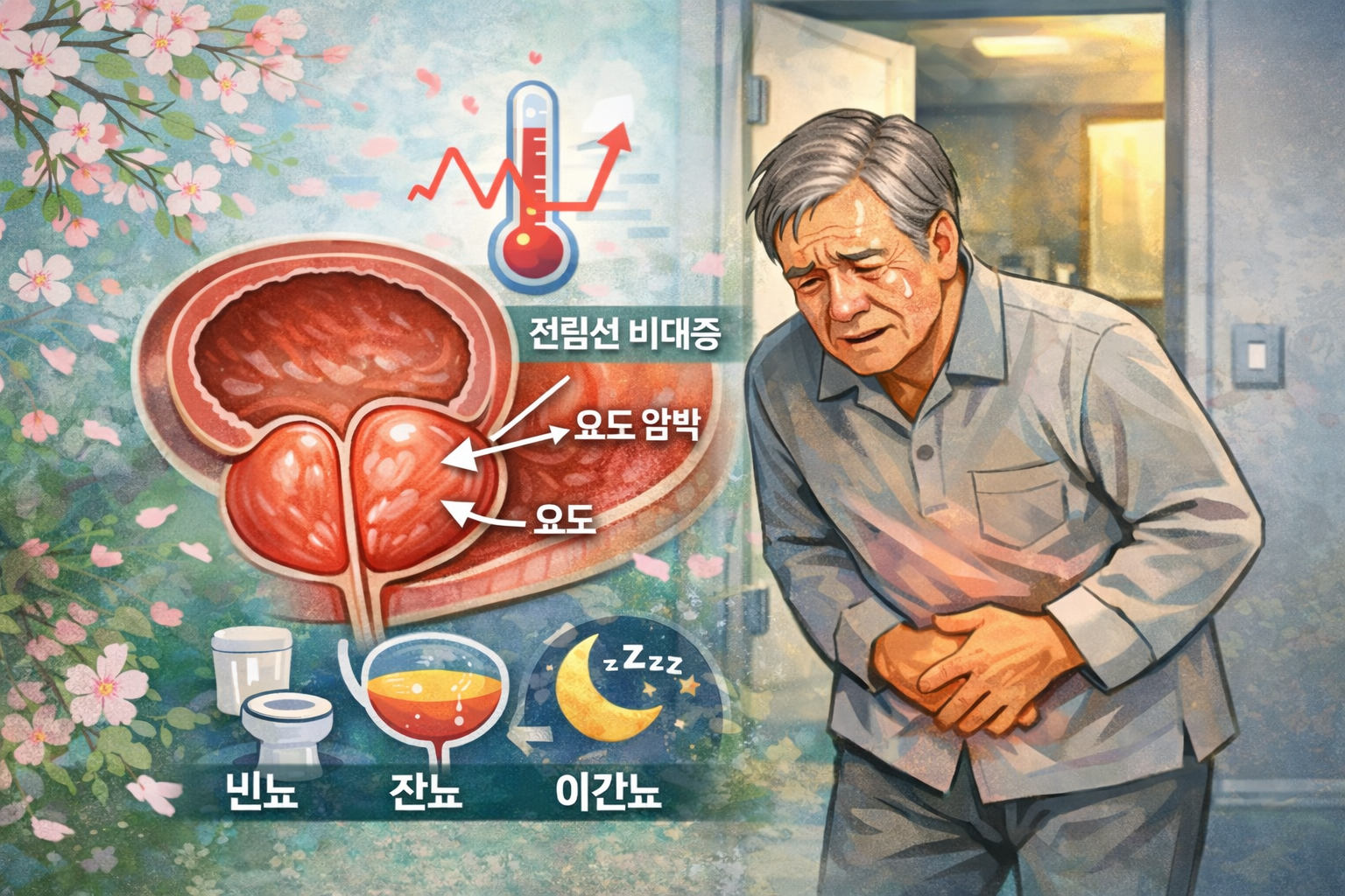 전립선비대증과 봄철 배뇨장애 증가 관련 이미지