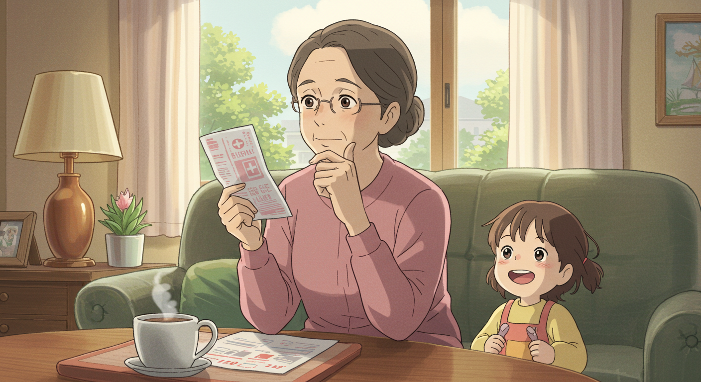 입원비 걱정하는 중년 여성과 가족