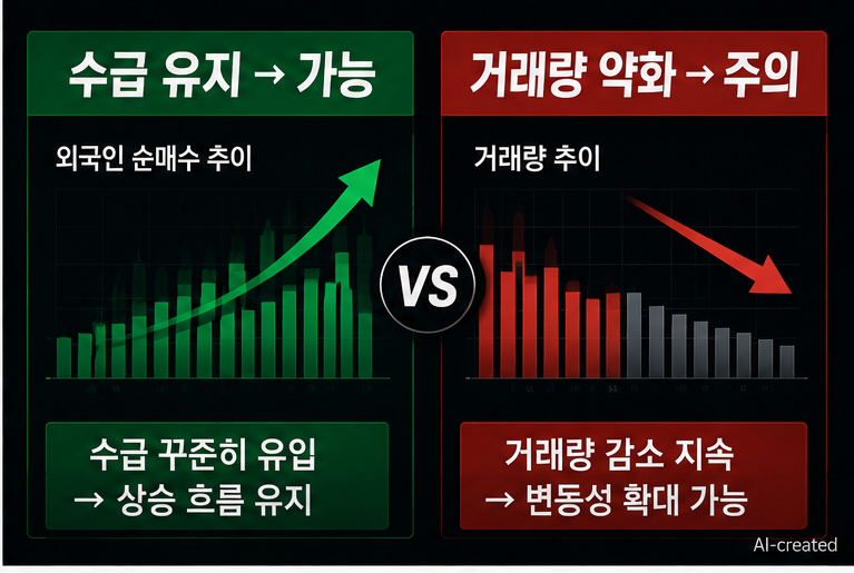 SK하이닉스 주가 전망에서 잘못된 추격 판단과 실제 수급 구조를 비교하는 이미지