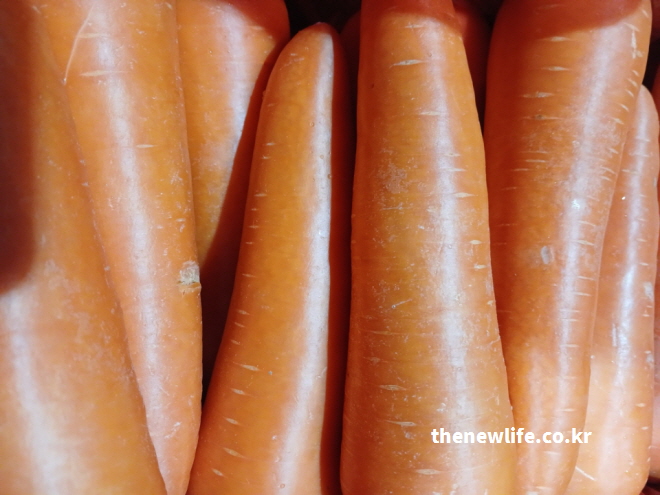 시력 보호와 눈 건강 효능에 필수적인 베타카로틴이 가득하여 선명한 주황빛을 띠는 세척 당근