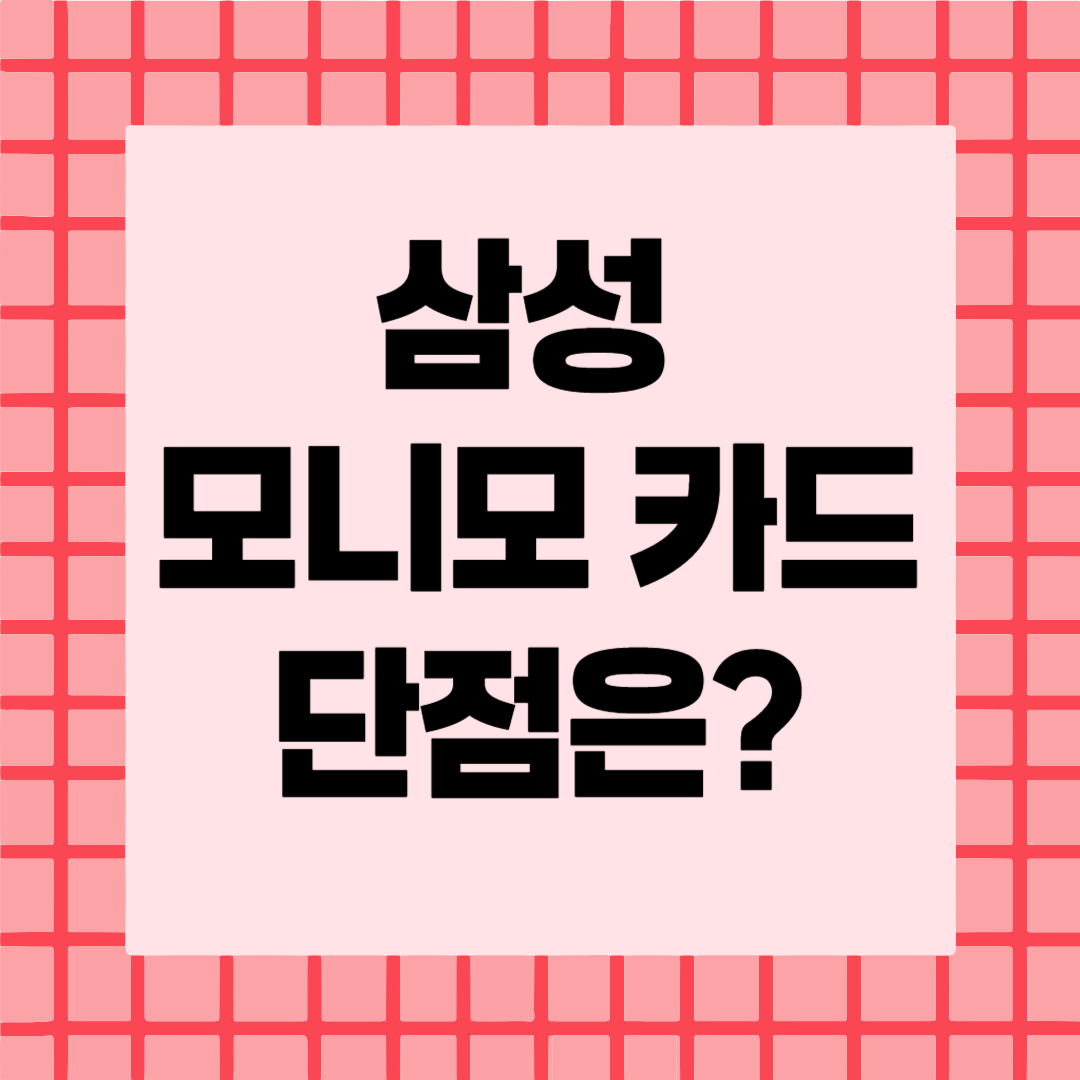 모니모 카드 단점