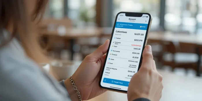 휴대폰으로 비용 확인하는 모습