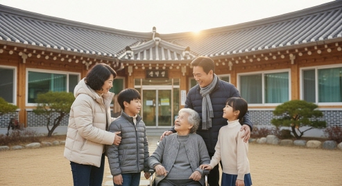 요양원에 방문한 가족들과 함께하는 시간들