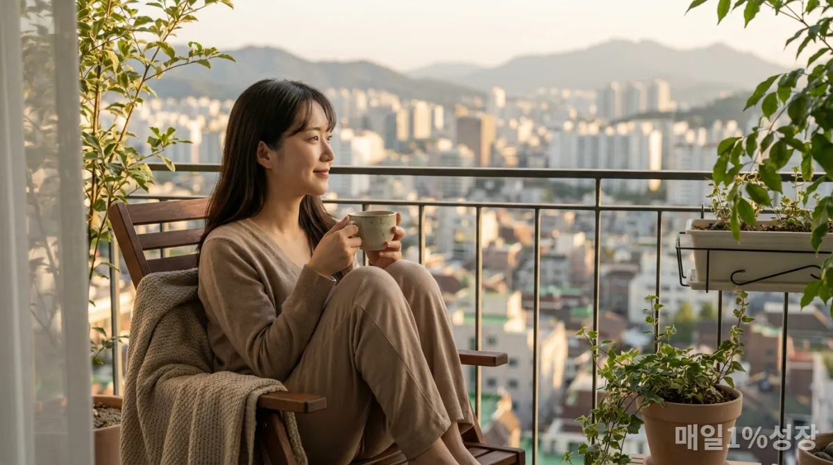 지속 가능한 행복을 추구하는 필코노미 소비 후 평온한 한국 여성