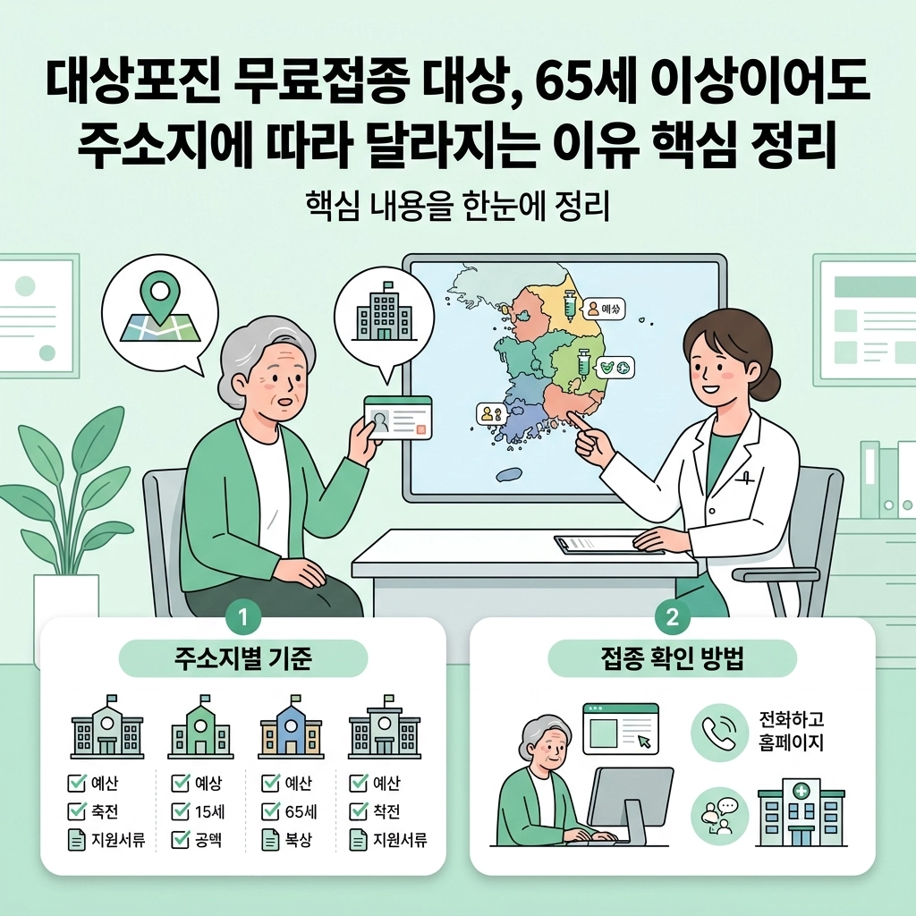 보건소에서 예방접종 지원 안내를 받는 노년층