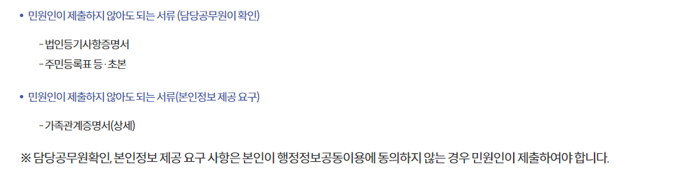 민원인이 제출안해도 되는 서류