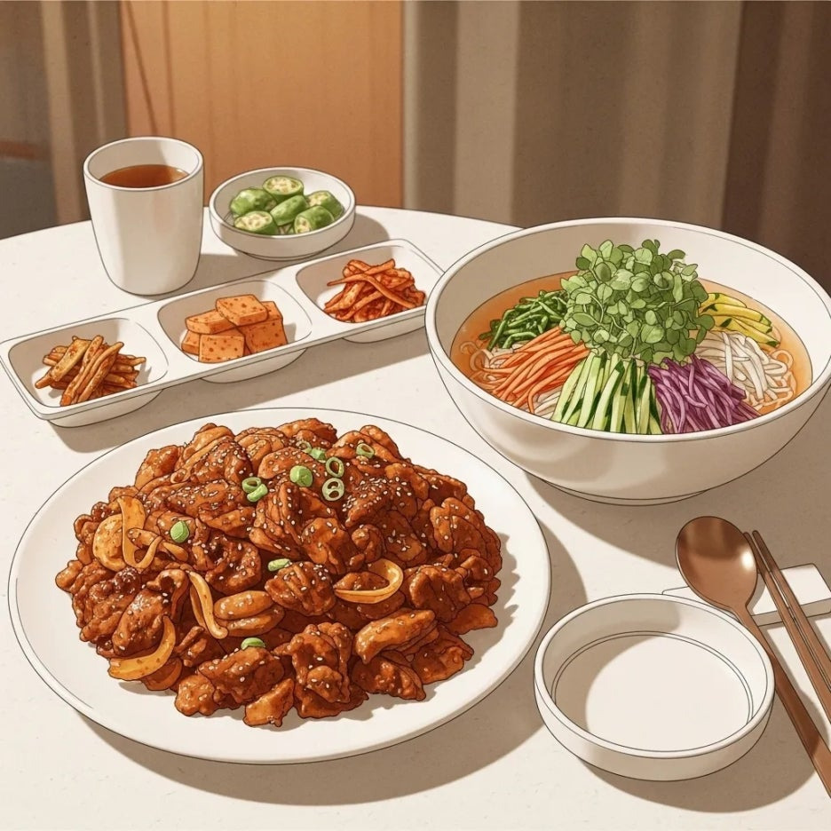 불족발과 함께 즐기는 시원한 쟁반국수 한 상