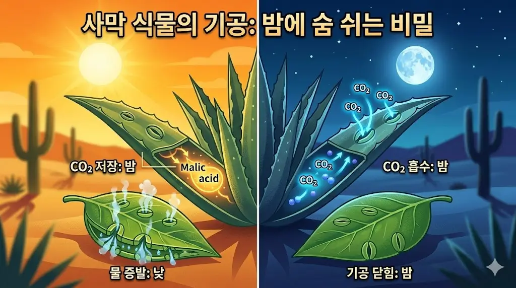 밤에 더 활발히 움직이는 사막 식물의 생존 원리