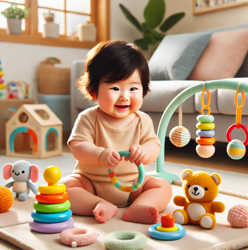 아이가 장난감 갖고 노는 모습의 관련 사진