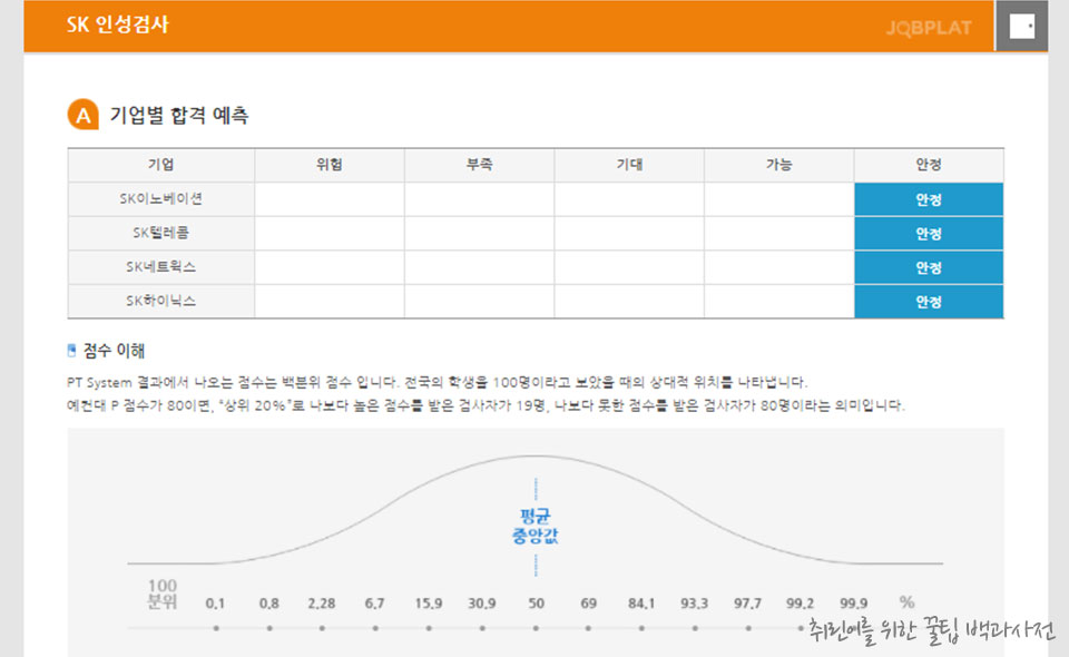 SK 인성검사 심층역량 결과표 - 기업별 합격 예측