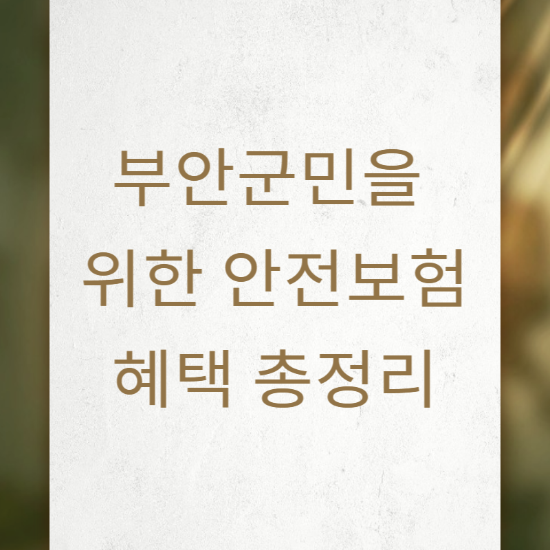 부안군민을 위한 안전보험 혜택 총정리