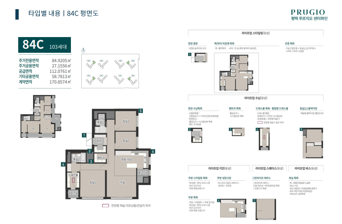 화양지구 평택 푸르지오 센터파인 84C타입 평면도