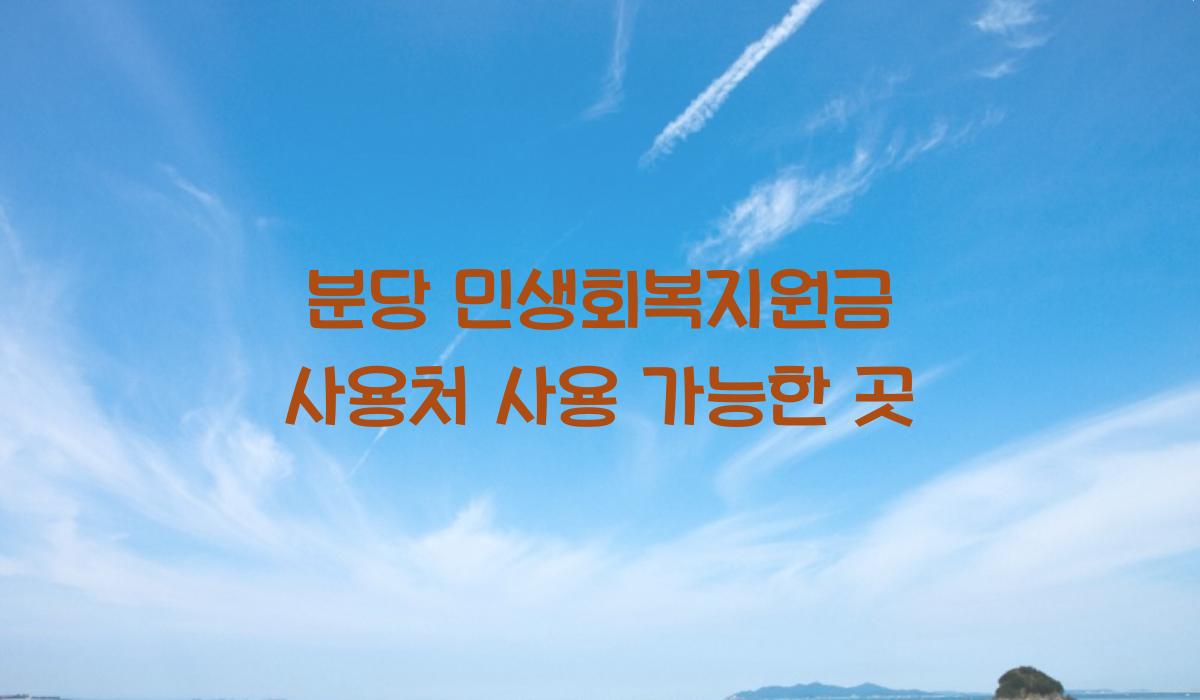 분당 민생회복지원금 사용처 사용 가능한 곳