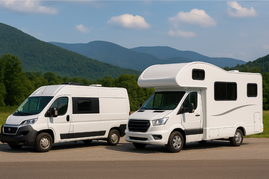 소형과 중형 캠핑카 외관 비교