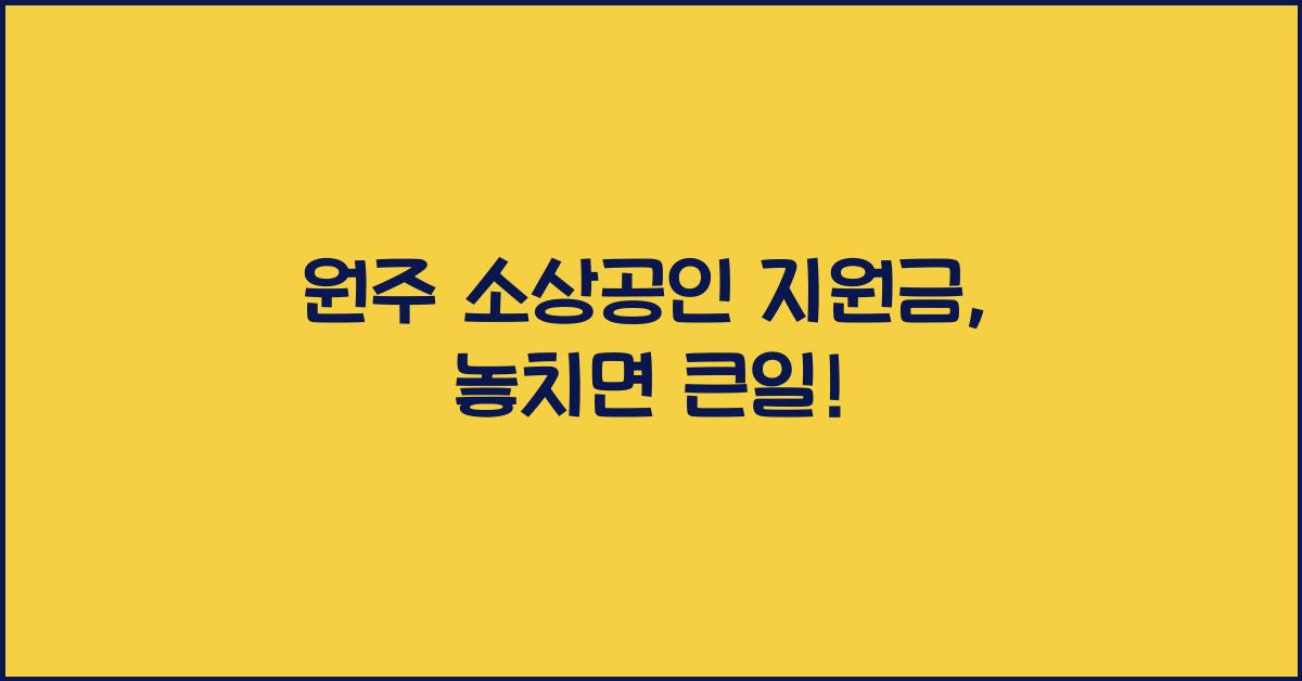 원주 소상공인 지원금