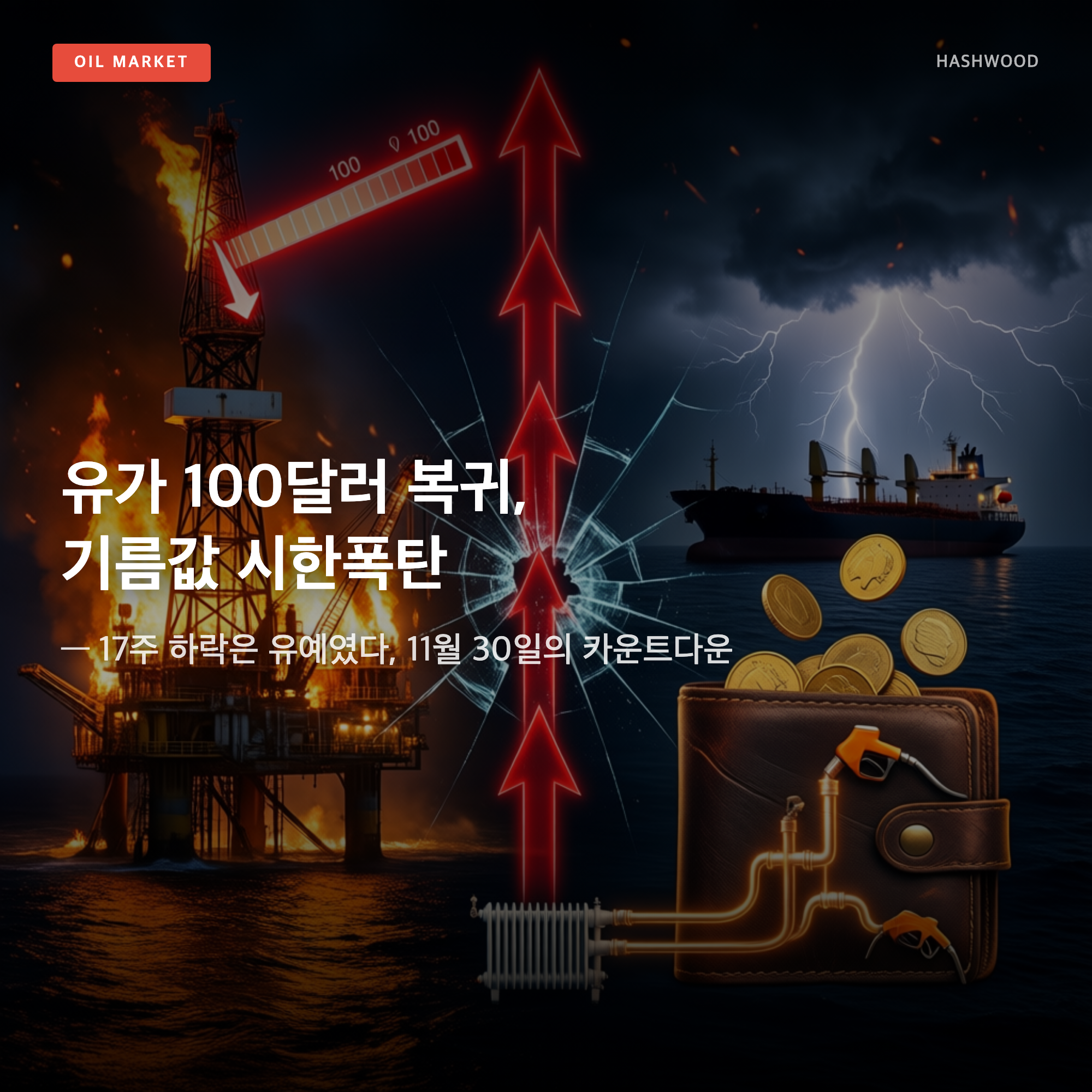 그림: 유가 100달러 복귀 — — 17주 하락 뒤에 온 시한폭탄