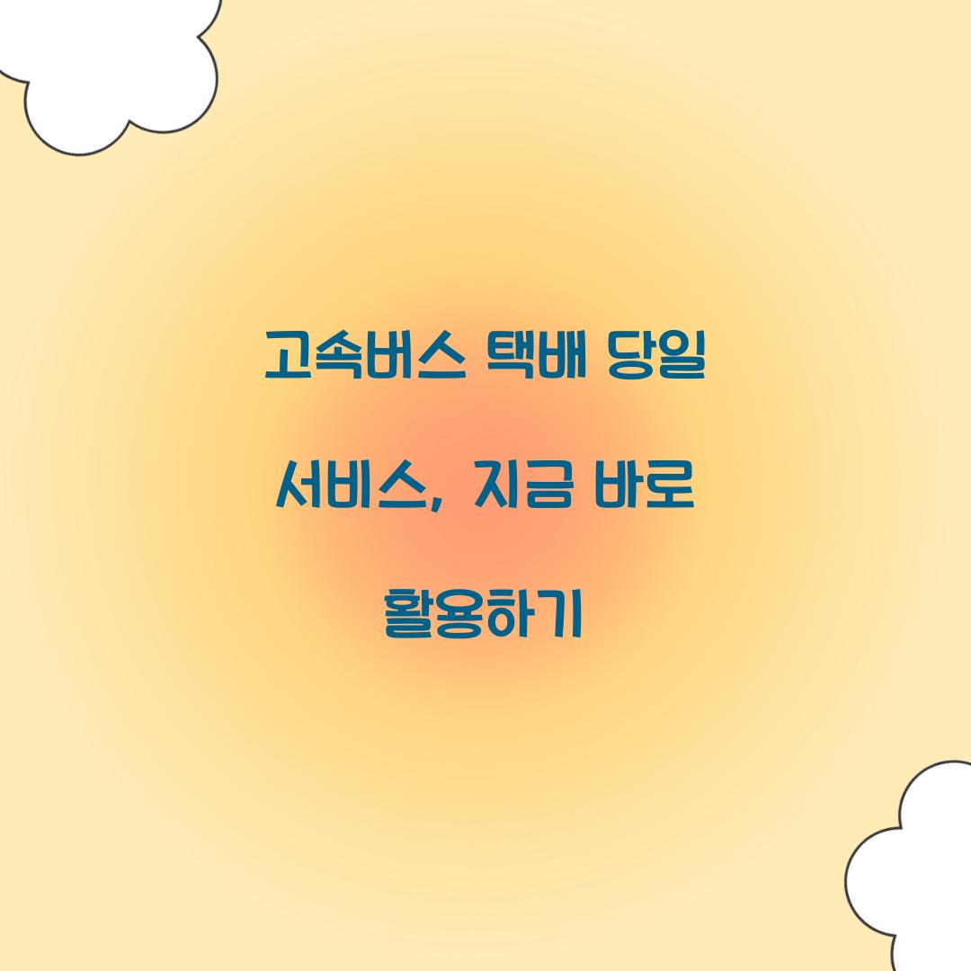 고속버스 택배 당일 서비스