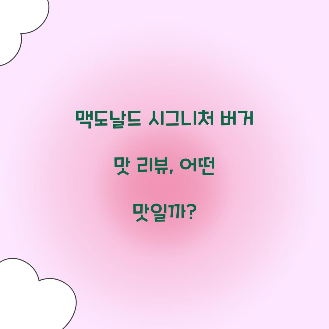 맥도날드 시그니처 버거 맛 리뷰