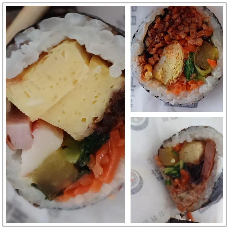 백나예김밥-제생병원점-메뉴-포장-기본김밥-매콤김밥-스팸김밥