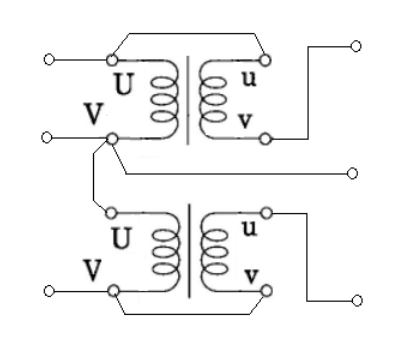 3상 V결선 승압기의 결선도