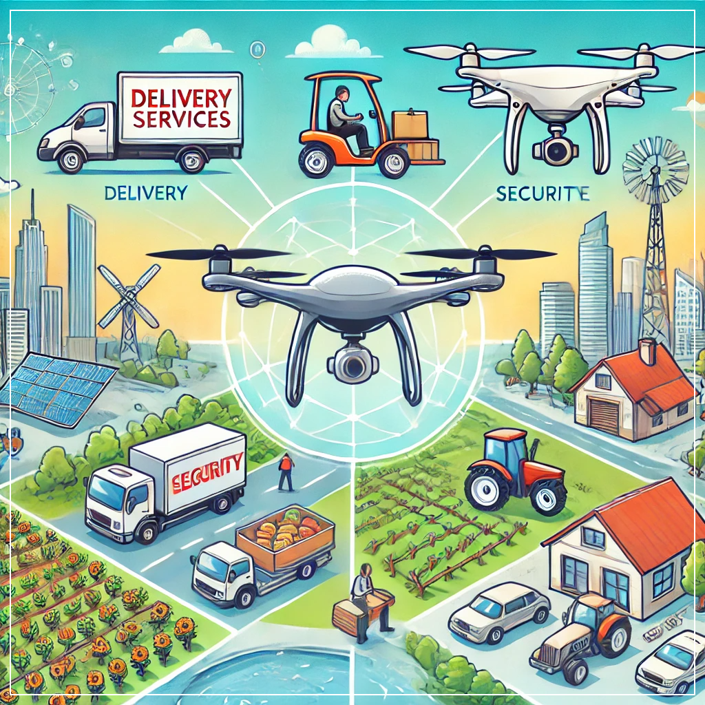 드론이 일상생활에 미치는 영향을 나타낸 이미지