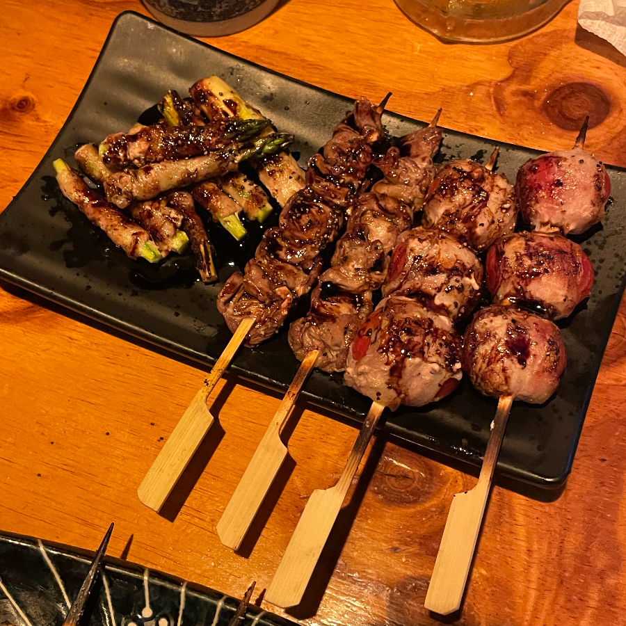 시오 연골 꼬치와 아스파라거스삼겹&amp;#44; 염통&amp;#44; 베이컨토마토 꼬치