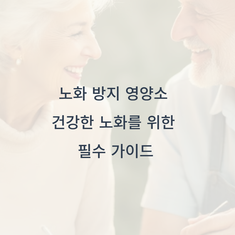 노화 방지 영양소: 건강한 노화를 위한 필수 가이드