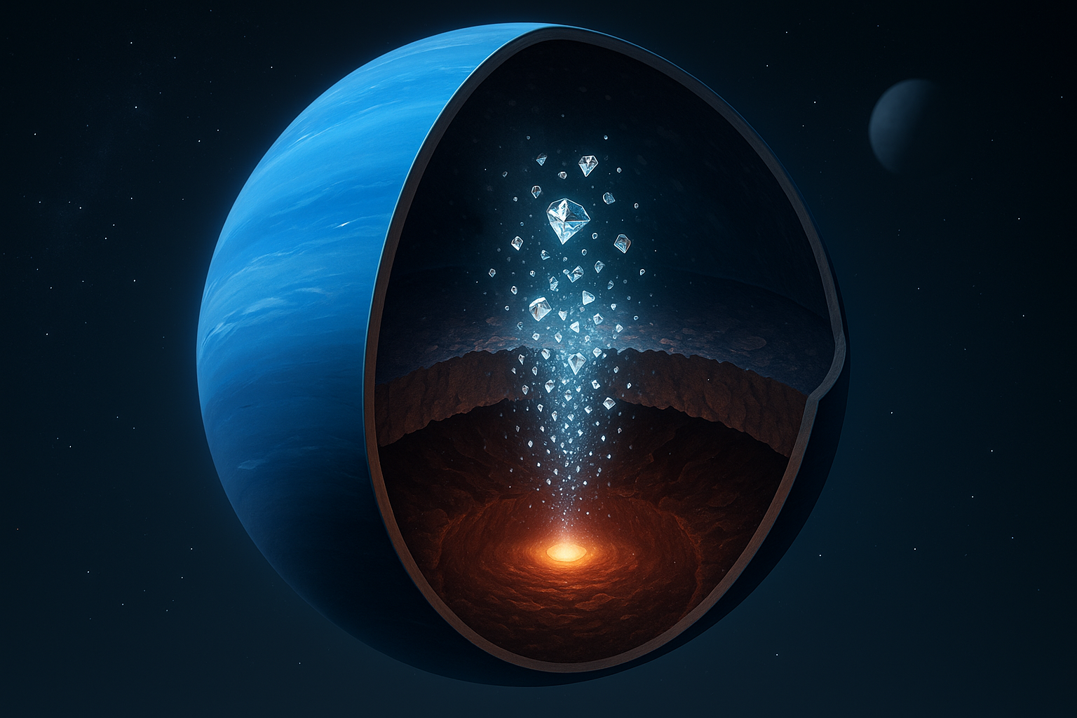 해왕성·천왕성 깊은 곳에서 진짜로 ‘다이아몬드 비’가 내릴까? 최신 고압 실험이 보여준 결정적 단서