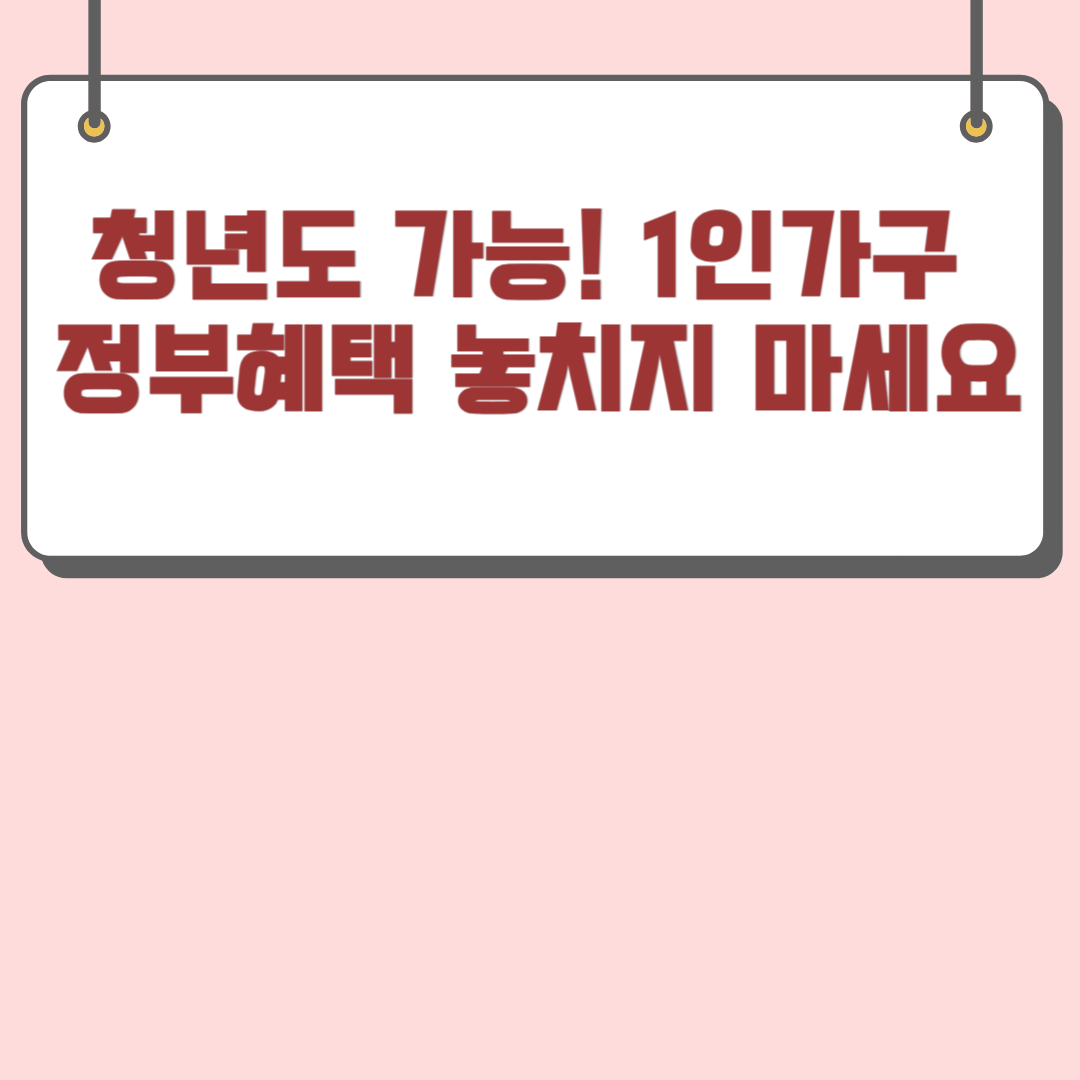 청년,1인가구 정부혜택