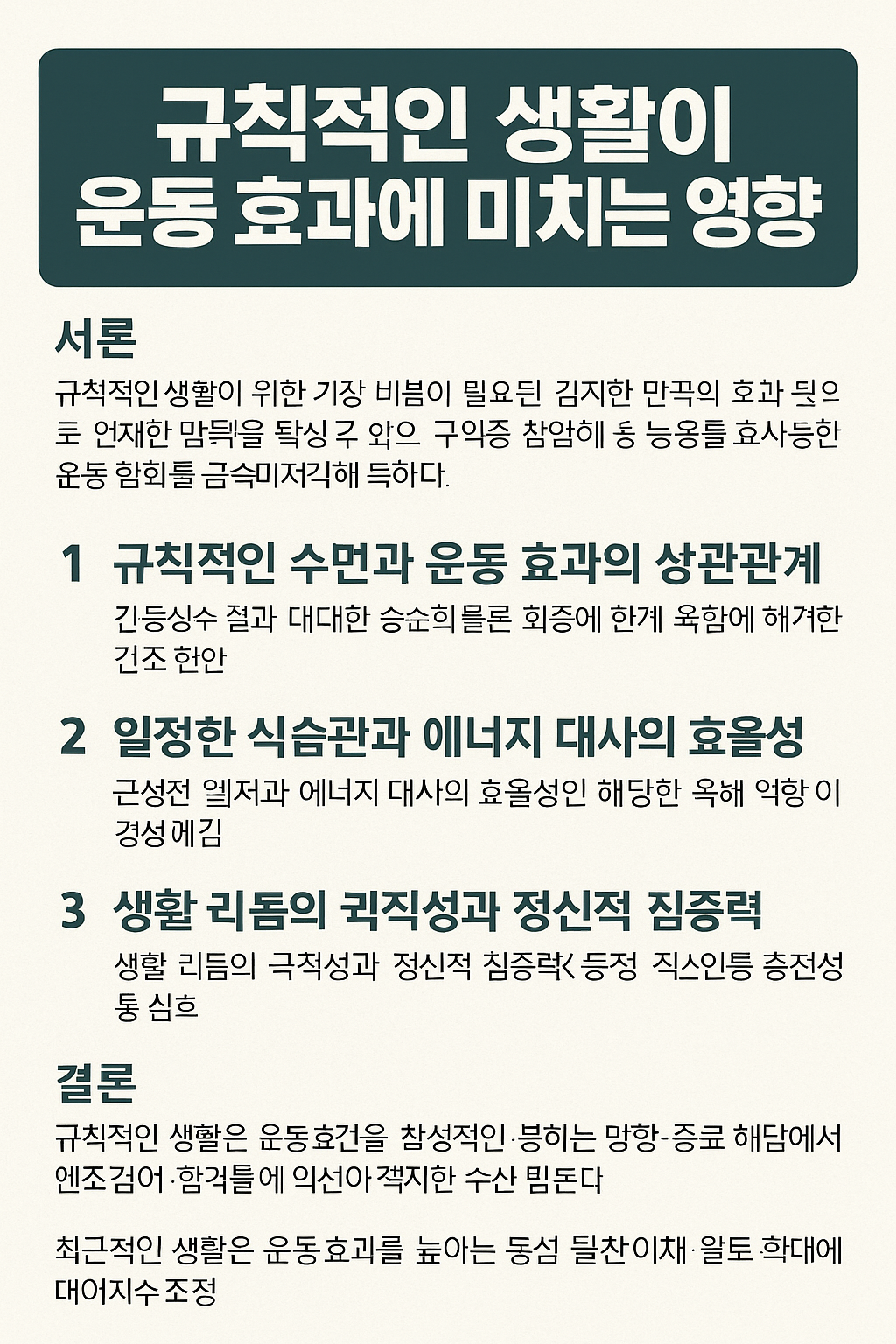 규칙적인 생활이 운동 효과에 미치는 영향