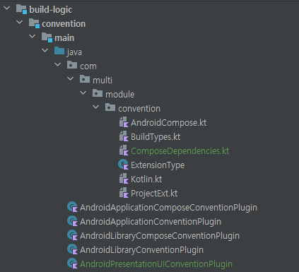 AndroidPresentationUIConventionPlugin 및 ComposeDependencies가 추가된 모습