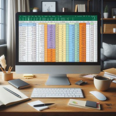 "Excel 스프레드시트를 다루는 깔끔한 작업 공간"