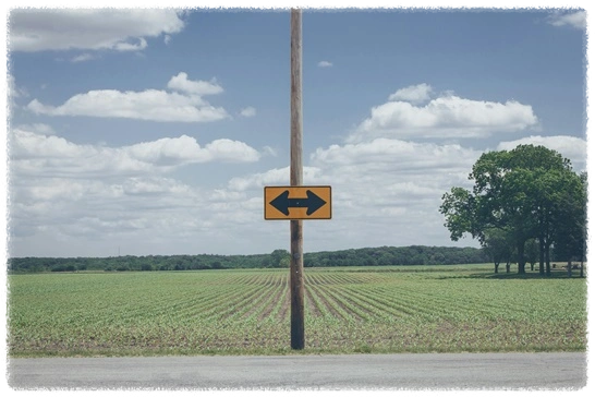 길-가운데-방향-표지판이-있는-사진