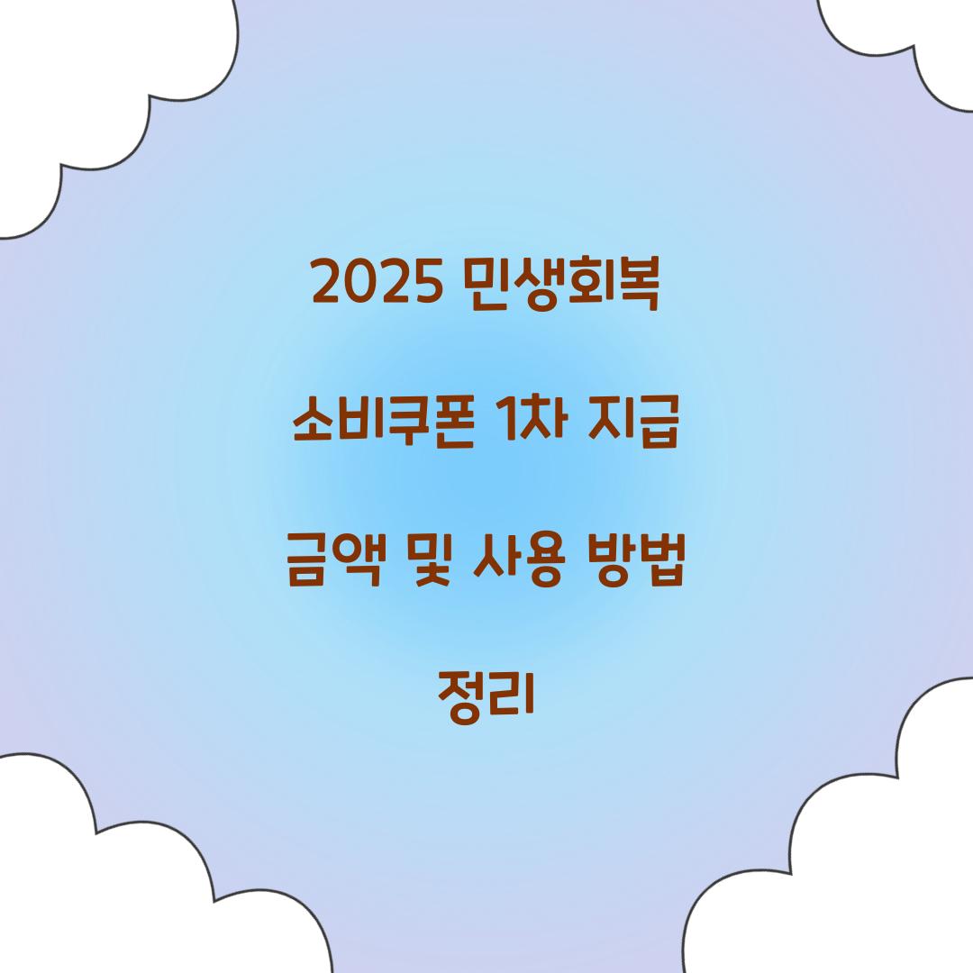2025 민생회복 소비쿠폰 1차 지급 금액