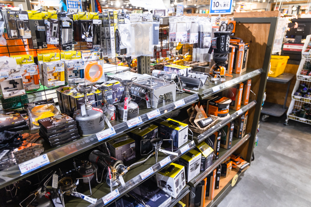 후쿠오카 이시이스포츠 매장의 스토브 코너