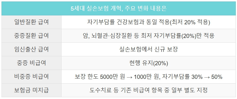 5세대-실손보험개혁내용