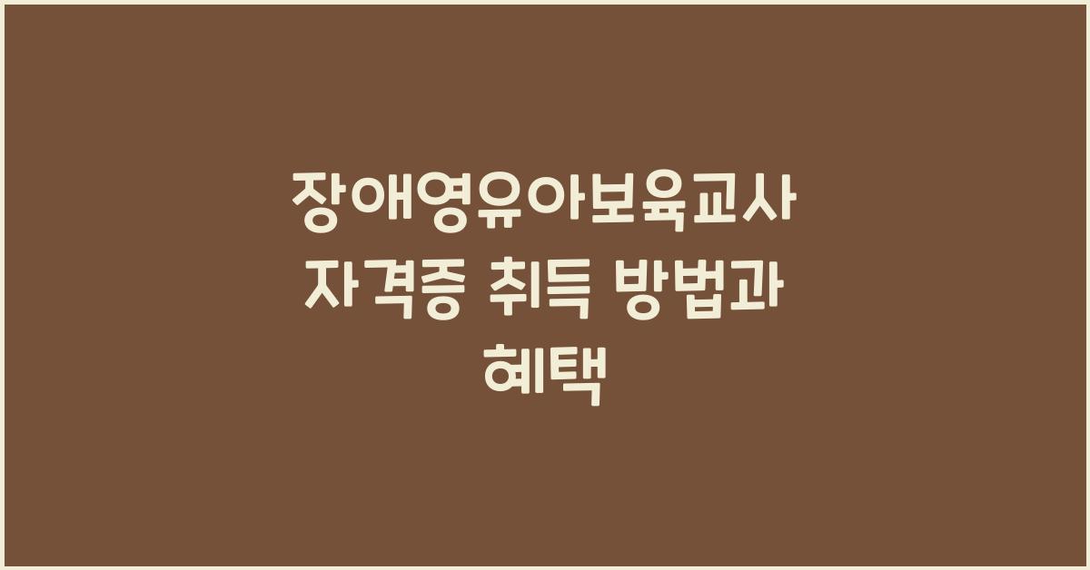 장애영유아보육교사 자격증