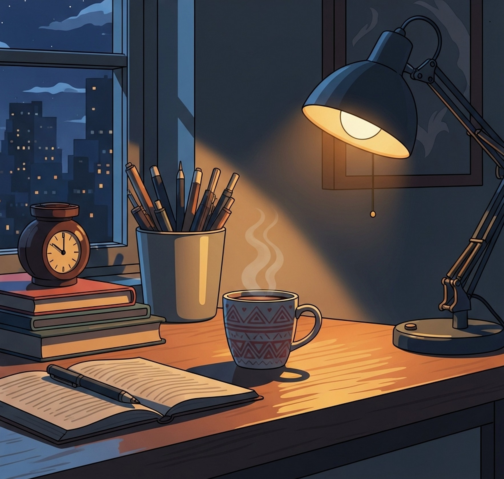 책상 독서 장면