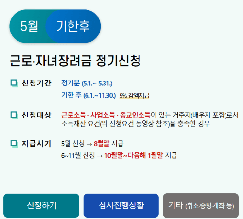 근로장려금 지급일 지급액 확인