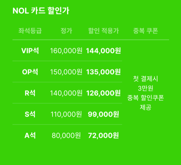 시카고 티켓 가격