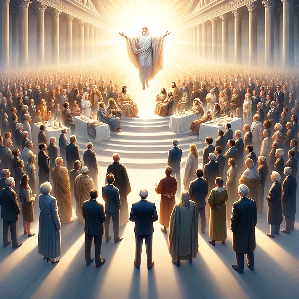 Here is the image depicting various leaders united under the supreme leadership of God. Let me know if there's anything else you'd like to adjust or add!