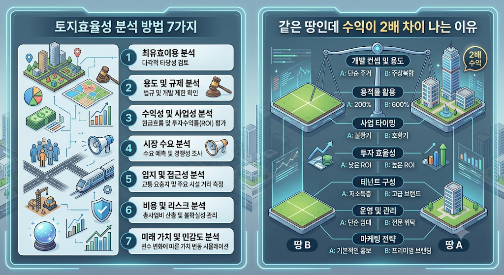 토지효율성 분석 방법 7가지, 같은 땅인데 수익이 2배 차이 나는 이유