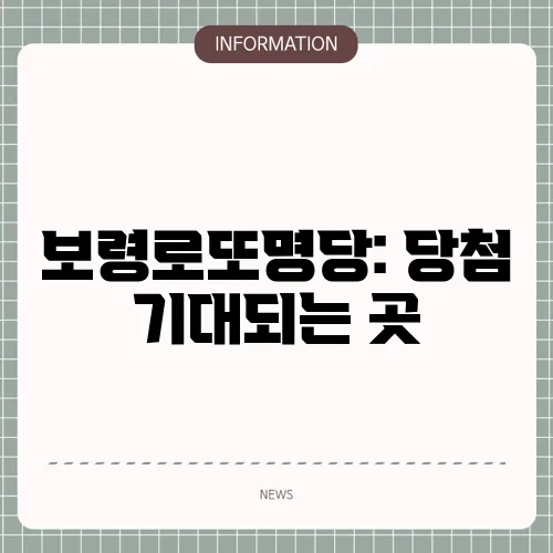 보령로또명당: 당첨 기대되는 곳