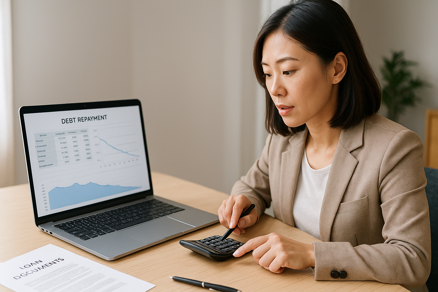 부채 상환 계획을 검토 중인 직장인