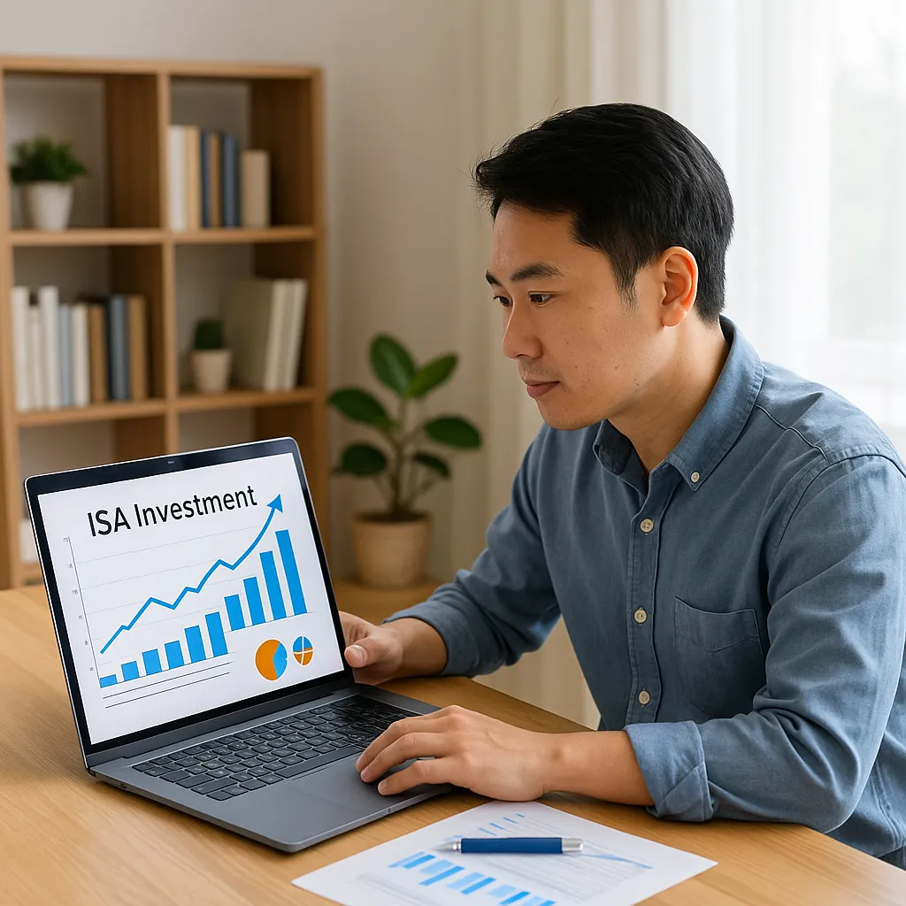 ISA 투자 수익 그래프를 확인하는 남성