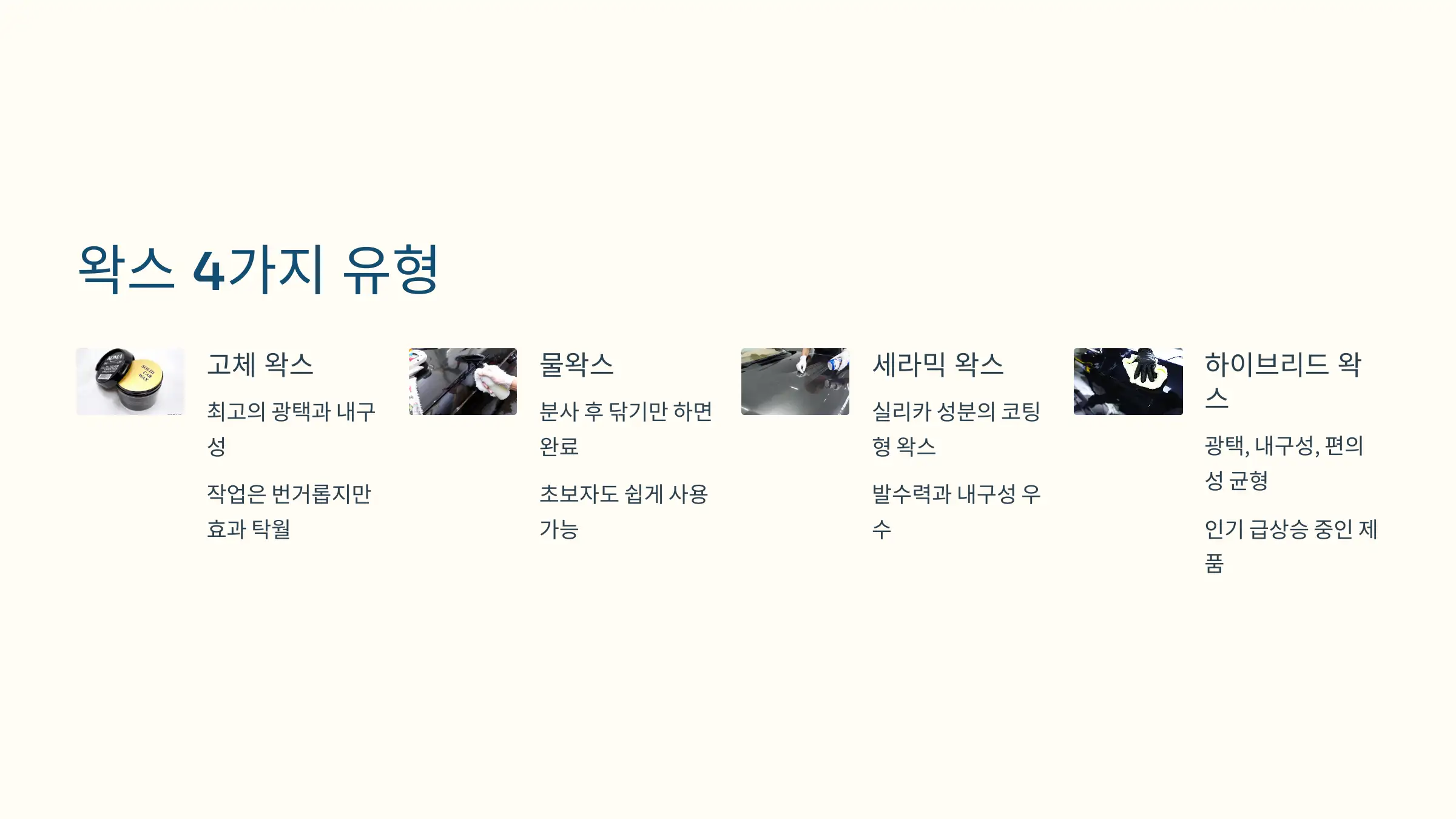 왁스는 크게 4가지, 차이점부터 정리