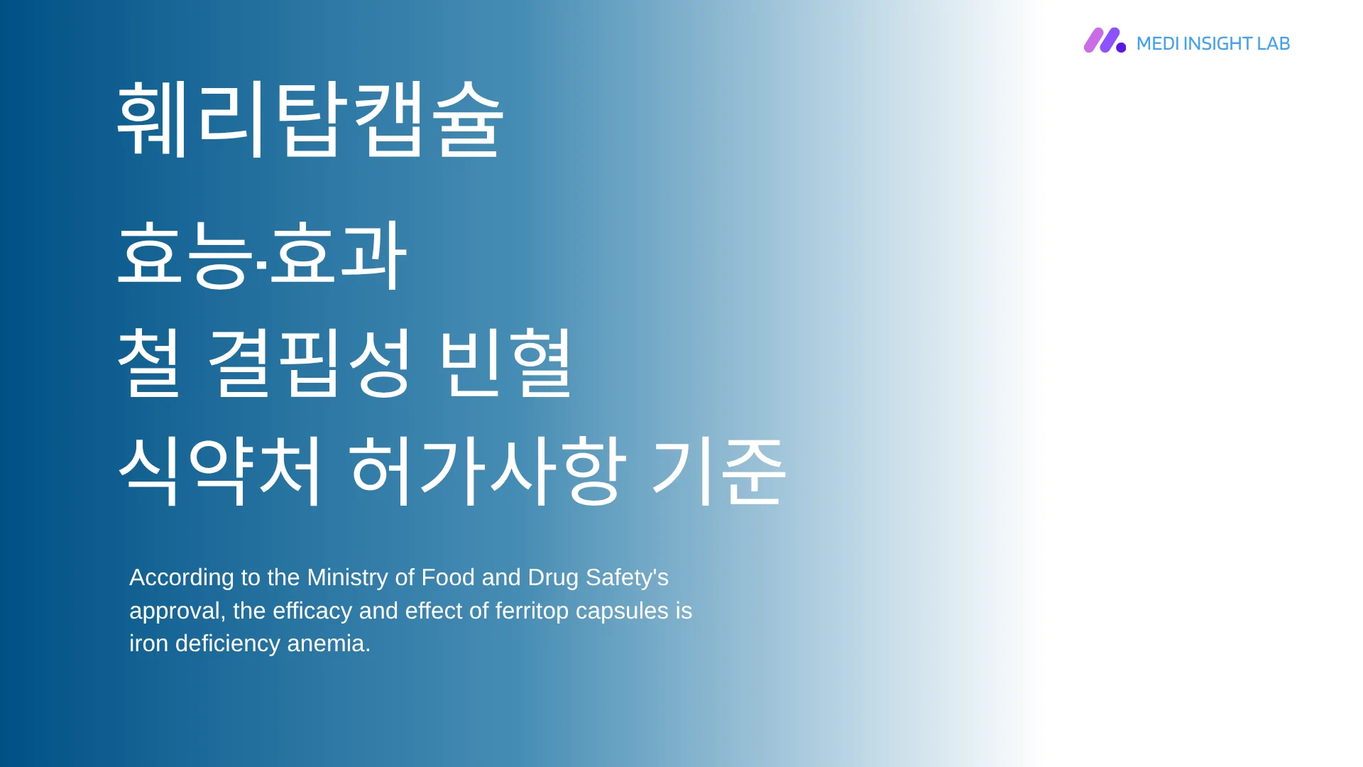 철 결핍성 빈혈 정보를 설명하는 건강정보 이미지, 붉은 계열 캡슐과 간단한 안내 문서, 철분 부족과 관련된 정보를 차분하게 보여주는 장면