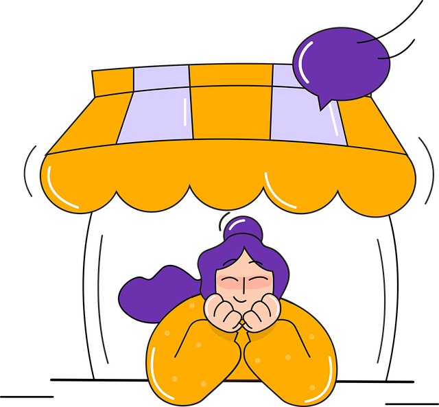 희망을 갖는 소상공인 모습 일러스트