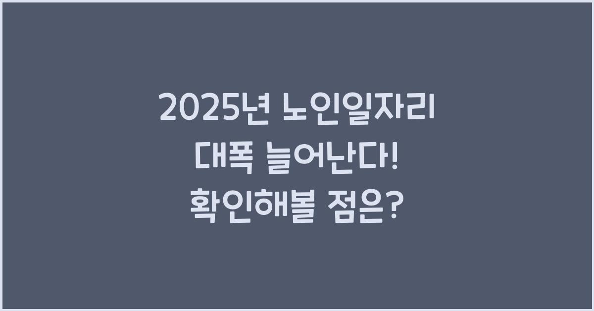 2025년 노인일자리